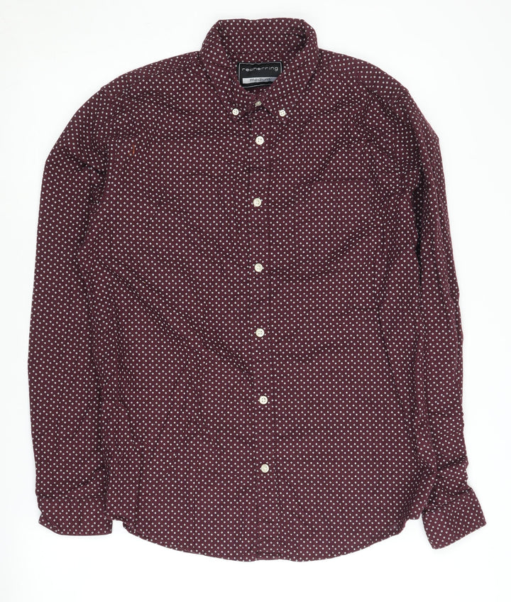 Red Herring Men's Red Geometric Button-Up Shirt M