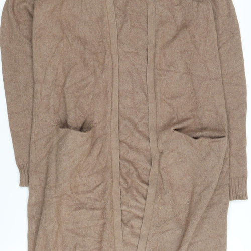 Vila Women's Brown Open Front Cardigan Size S Long Sleeve Knit
