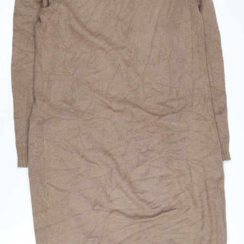Vila Women's Brown Open Front Cardigan Size S Long Sleeve Knit
