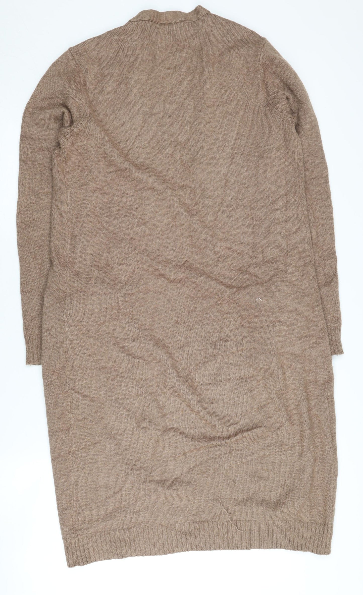 Vila Women's Brown Open Front Cardigan Size S Long Sleeve Knit