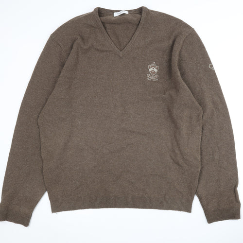 Calvin Klein Men's Brown XL V-Neck Pullover Jumper