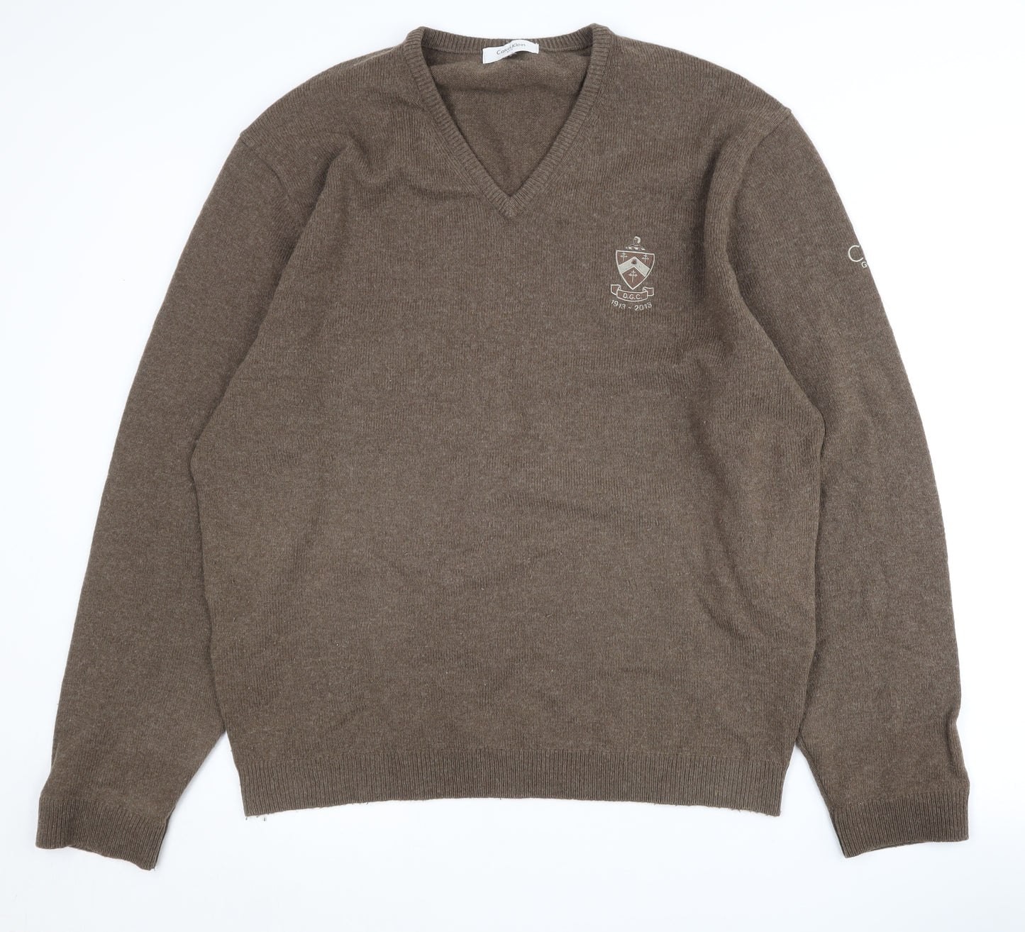 Calvin Klein Men's Brown XL V-Neck Pullover Jumper