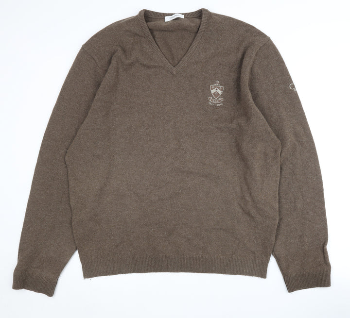 Calvin Klein Men's Brown XL V-Neck Pullover Jumper