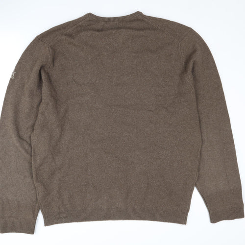 Calvin Klein Men's Brown XL V-Neck Pullover Jumper