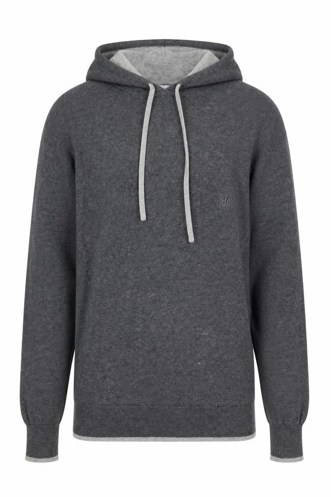 Front view of FatFace Grey Knit Hoodie, XS, Men’s Pullover, Good