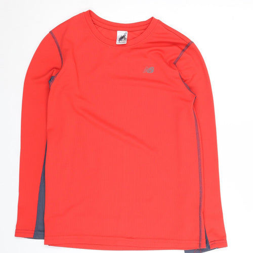 New Balance Boys Red Long Sleeve Pullover T-Shirt M