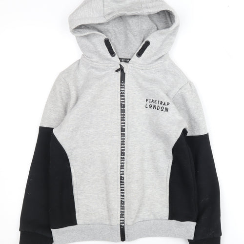 Firetrap Boys Grey and Black Full Zip Hoodie, Size 9-10 Years