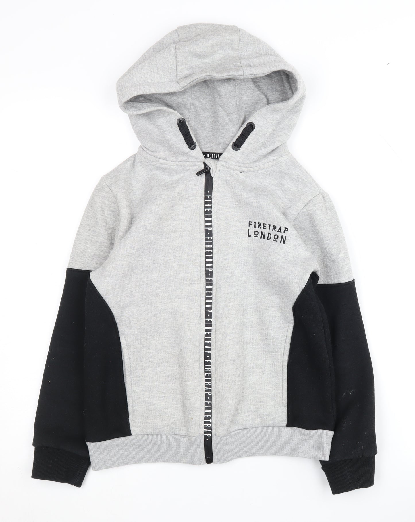 Firetrap Boys Grey and Black Full Zip Hoodie, Size 9-10 Years