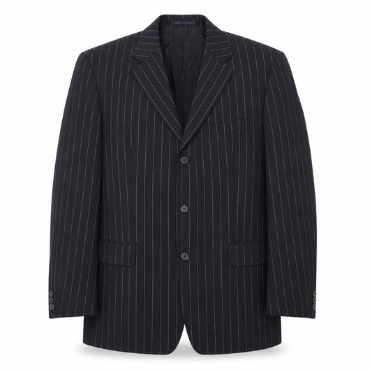 Front view of Hugo Boss Men's Blue Striped Blazer, size UK 42
