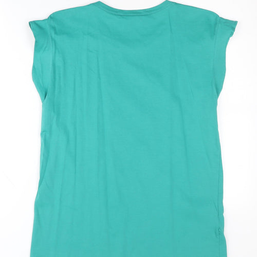 Massimo Dutti Women's Green Cotton T-Shirt - Size S