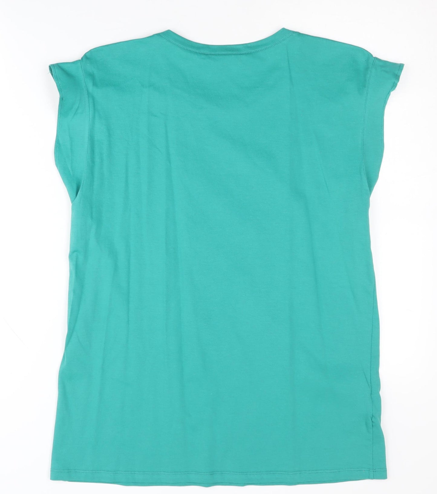 Massimo Dutti Women's Green Cotton T-Shirt - Size S