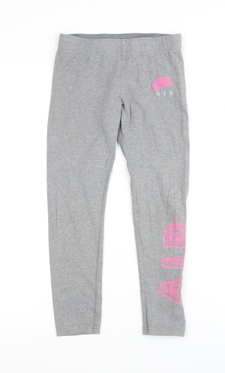 Nike Girls Grey Leggings - M - Tight Fit
