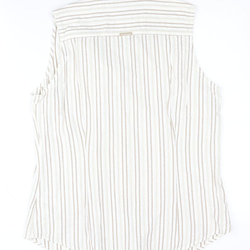 Columbia Womens Beige Striped Button-Up Top L