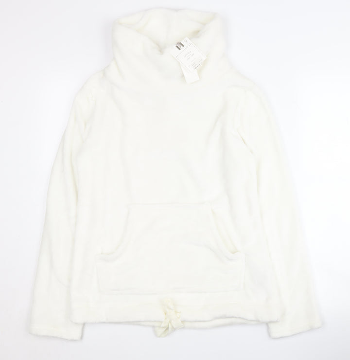Fat Face Women's White Cowl Neck Winter Sweatshirt Size 8