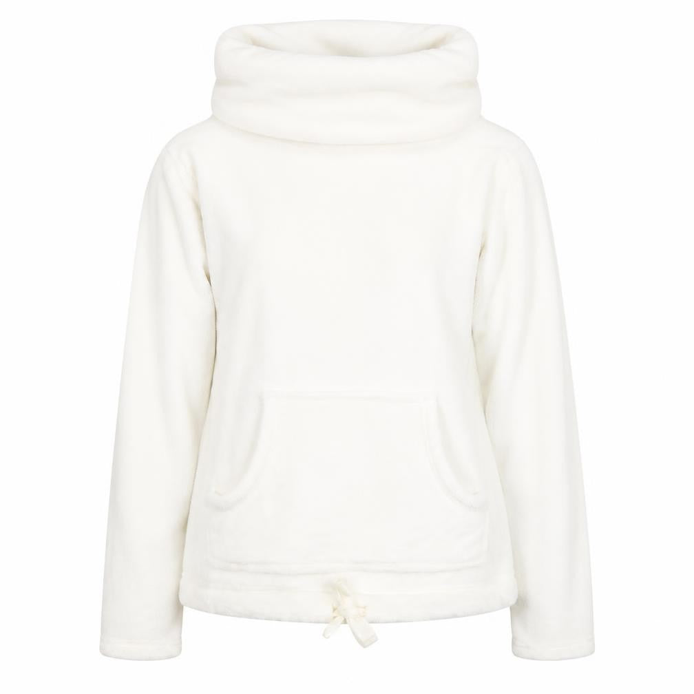 Front view of FatFace Women's White Cowl Neck Winter Sweatshirt, size 8