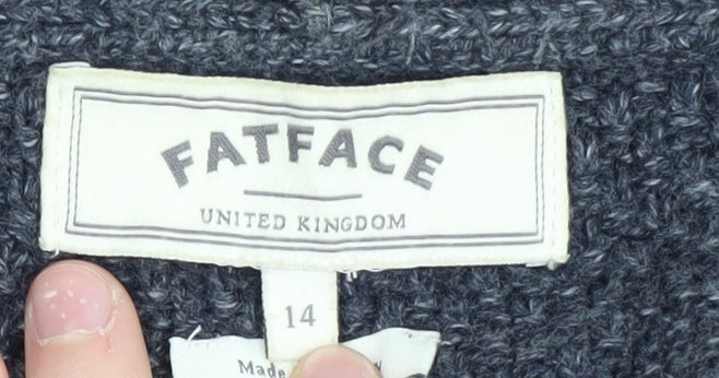 Fat Face Women's Blue Open Front Cardigan Size 14 Knit