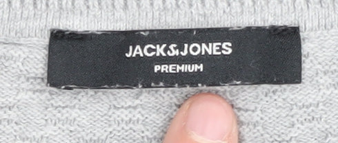 Jack & Jones Men's Grey Pullover Sweater - Small, Casual Fit