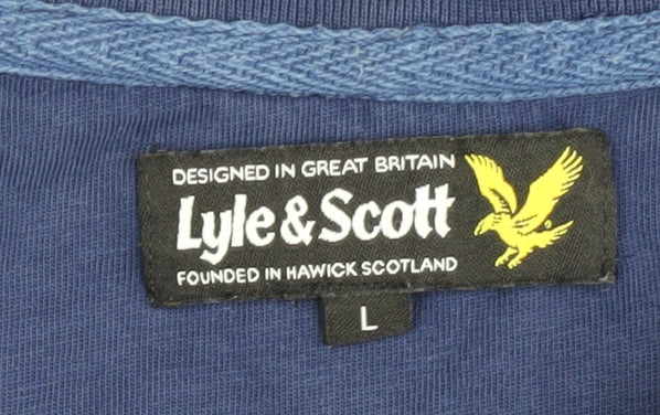 Lyle & Scott Men's Blue V-Neck T-Shirt Size L