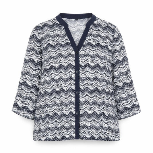 Front view of Eastex Women's Multicoloured Geometric Button-Up Top