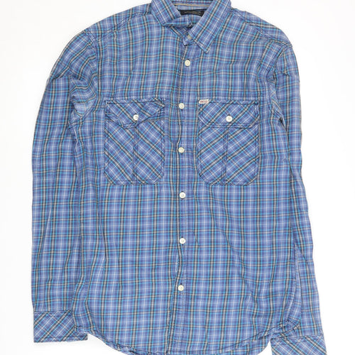 Jack & Jones Men's Blue Plaid Button-Up Shirt S
