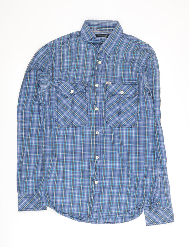 Jack & Jones Men's Blue Plaid Button-Up Shirt S