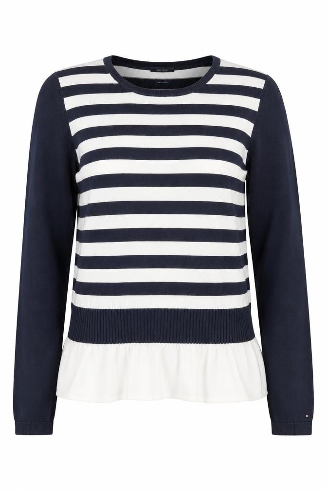 Front view of Tommy Hilfiger Women's Blue Striped jumper S