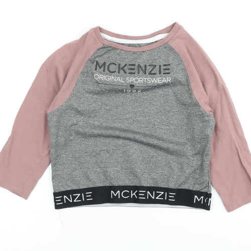 McKenzie Girls Grey 3/4 Sleeve T-Shirt 6-7 Years Sporty Style