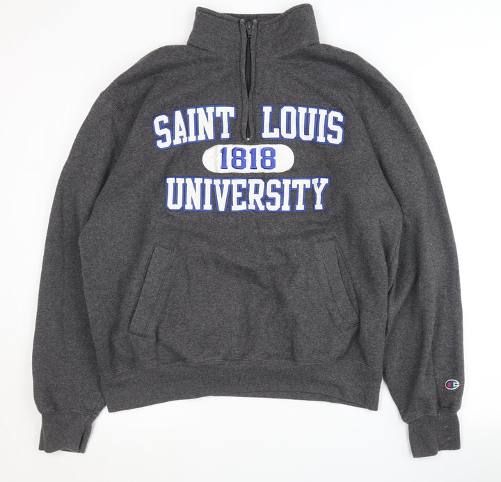Champion Men's Grey University 1/4 Zip Sweatshirt L