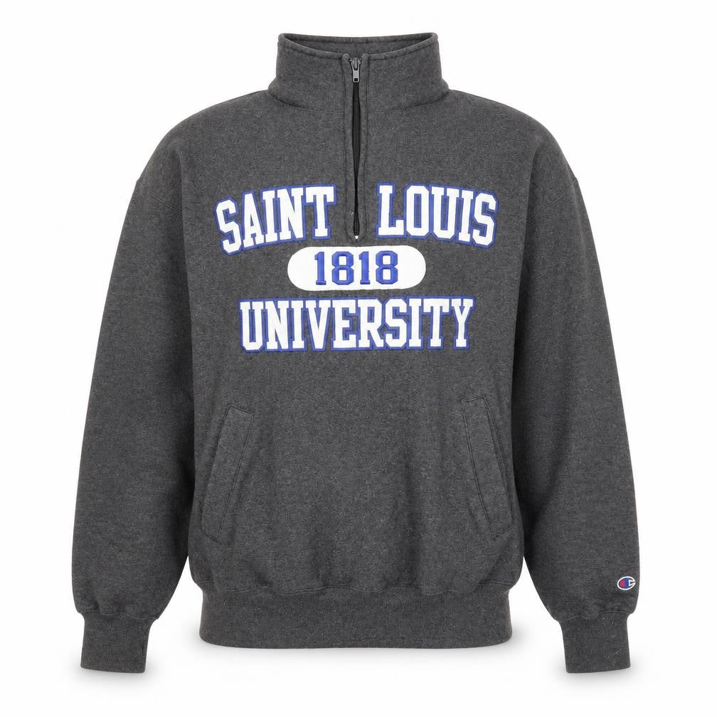 Front view of Champion Men's Grey University 1/4 Zip Sweatshirt L