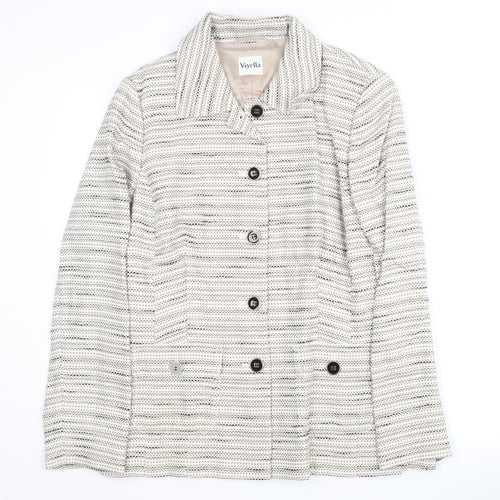 Viyella Women's Beige Blazer, Size 12, Lined, Striped