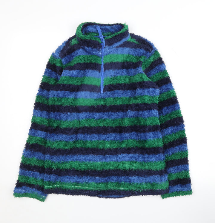 Peter Storm Boys Blue Green Striped Fleece Sweatshirt 11-12 Years