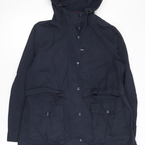 J.Crew Women's Blue Parka, Size S, Hooded Mid-Length Casual