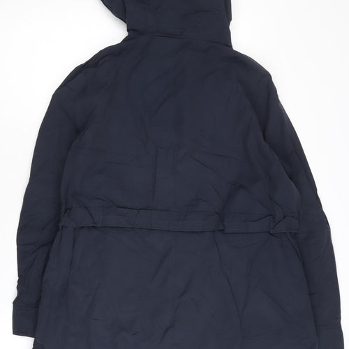 J.Crew Women's Blue Parka, Size S, Hooded Mid-Length Casual