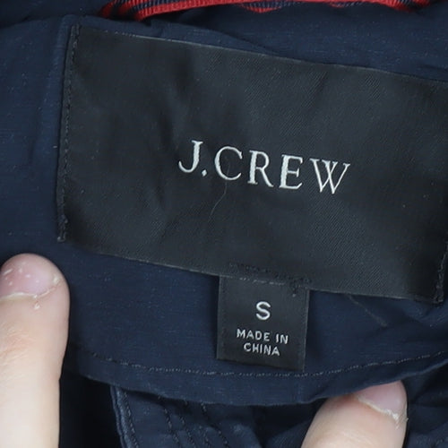 J.Crew Women's Blue Parka, Size S, Hooded Mid-Length Casual