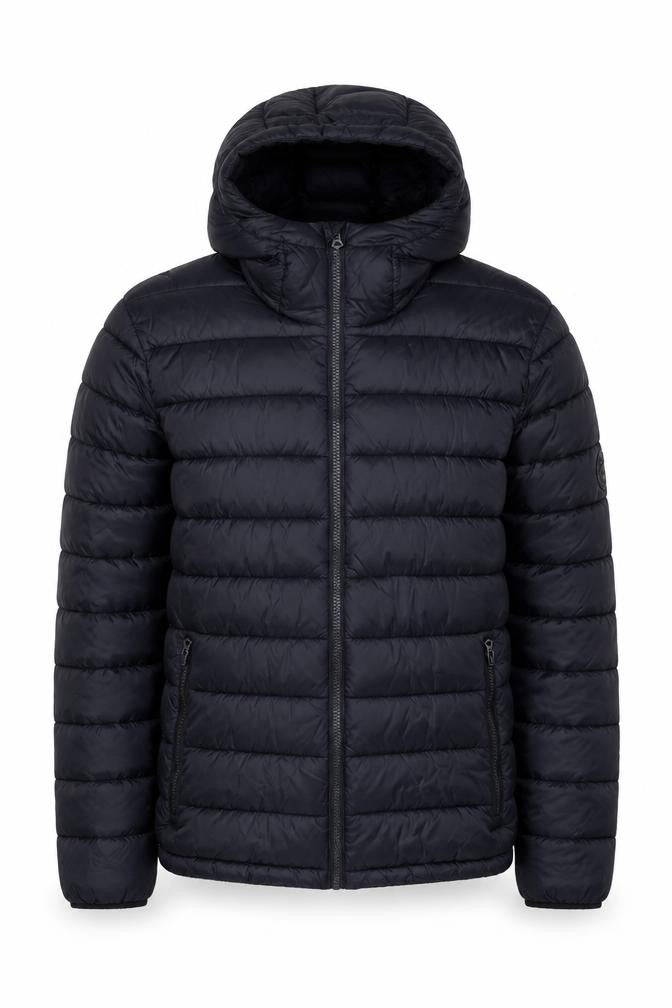 Front view of SoulCal Men's Black Puffer Jacket, size S