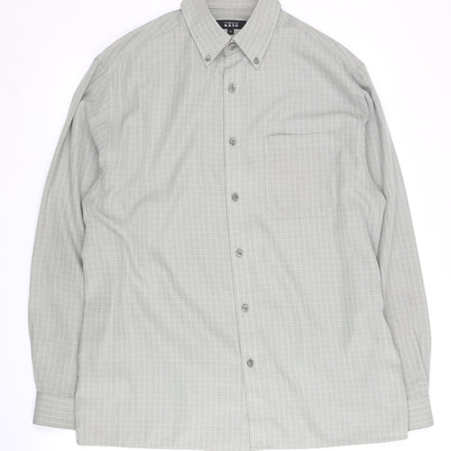 Thomas Nash Men's Beige Check Button-Up Shirt M