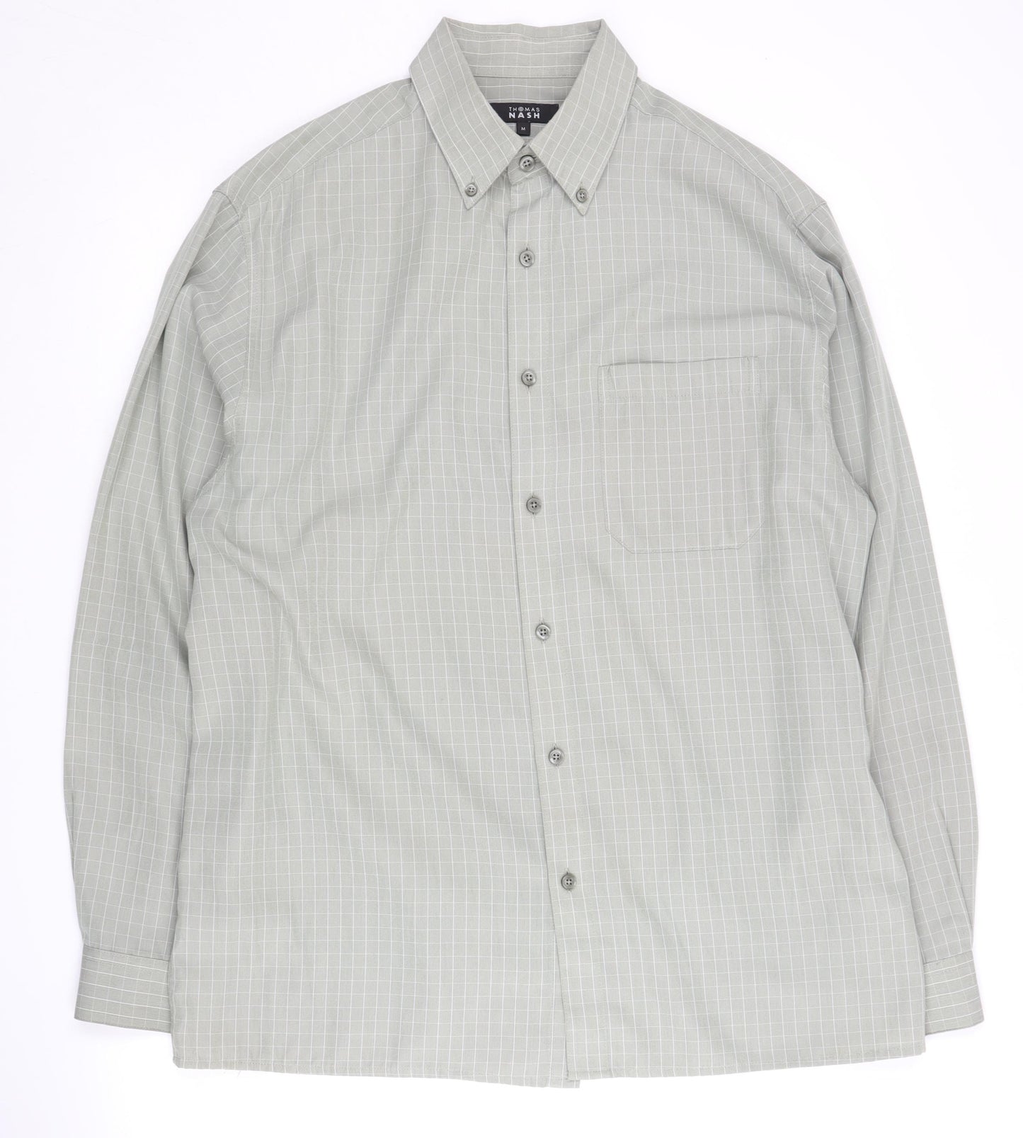 Thomas Nash Men's Beige Check Button-Up Shirt M