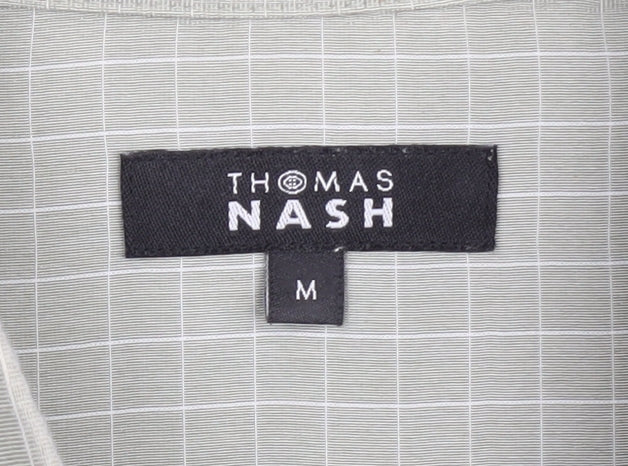 Thomas Nash Men's Beige Check Button-Up Shirt M