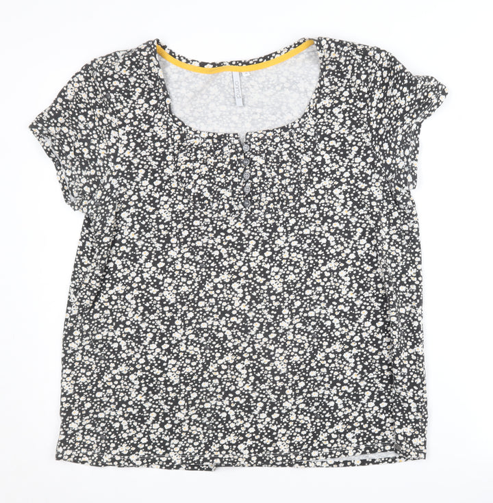 Animal Women's Black Floral T-Shirt Size 16