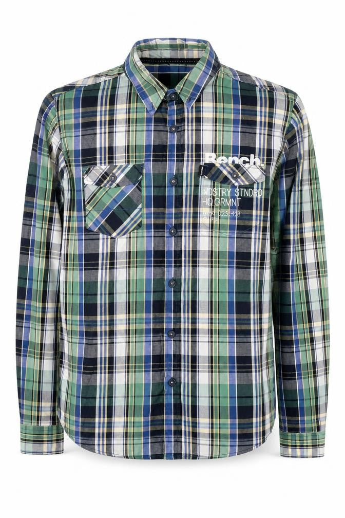 Front view of Bench Men's Multicoloured Plaid M Shirt
