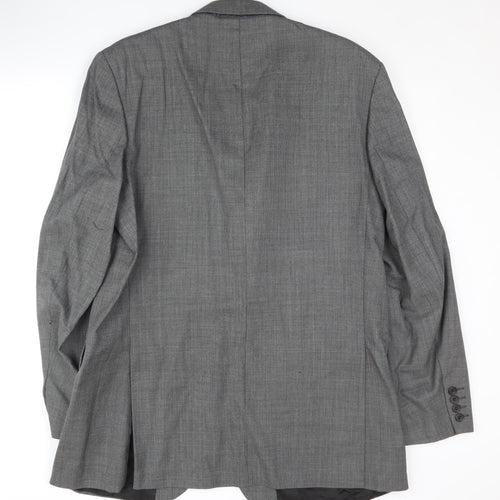 Dehavilland Men's Grey Wool Blazer 44L Long Jacket