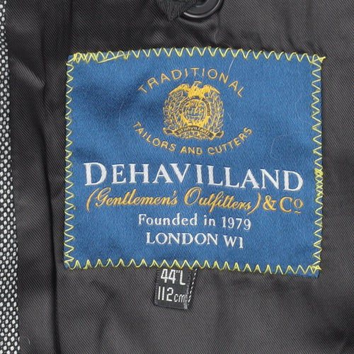 Dehavilland Men's Grey Wool Blazer 44L Long Jacket