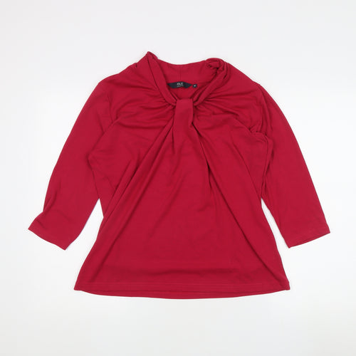 ISLE Women's Red 3/4 Sleeve Cowl Neck Blouse, M