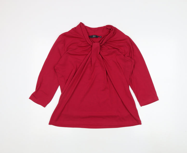 ISLE Women's Red 3/4 Sleeve Cowl Neck Blouse, M
