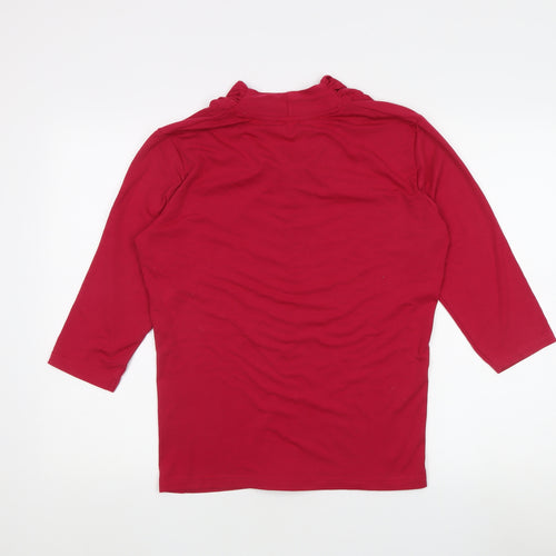 ISLE Women's Red 3/4 Sleeve Cowl Neck Blouse, M