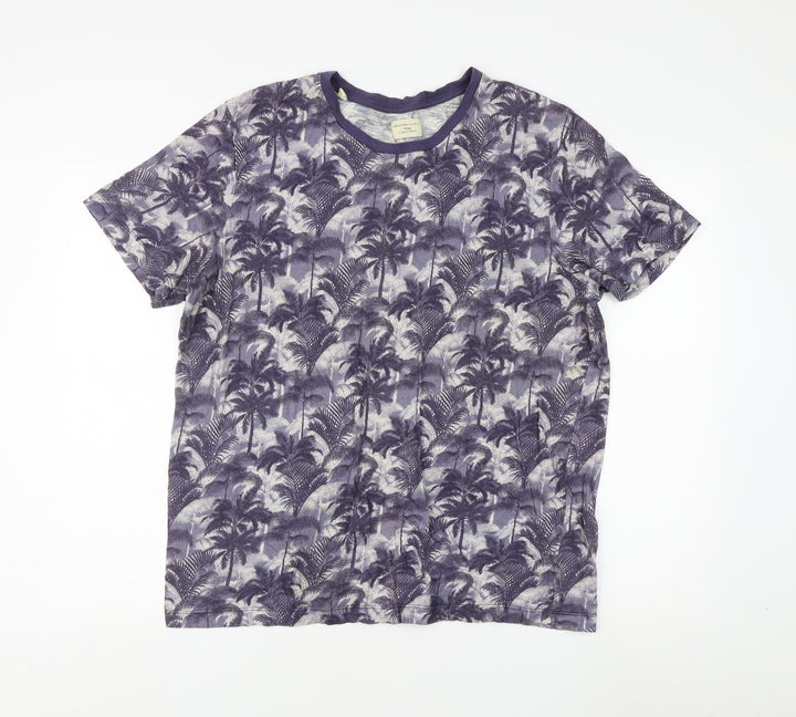 Selected Homme Unisex Purple Tropical T-Shirt 2XL