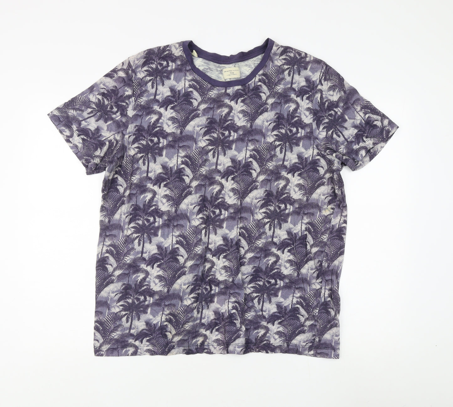 Selected Homme Unisex Purple Tropical T-Shirt 2XL