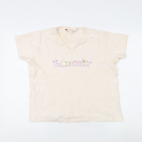 EWM Women's Beige Embroidered T-Shirt - Size L