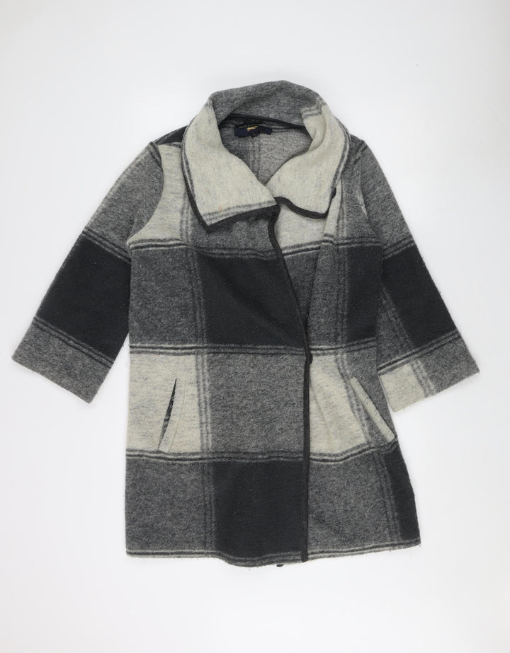 Paul Costelloe Women's Grey Plaid Wool Overcoat
