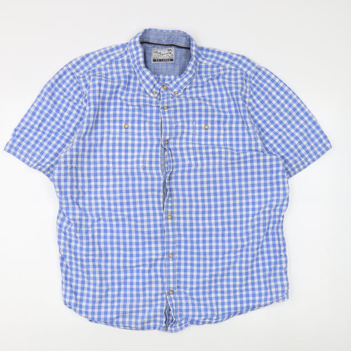 Red Herring Men's Blue Check Short Sleeve Shirt 2XL